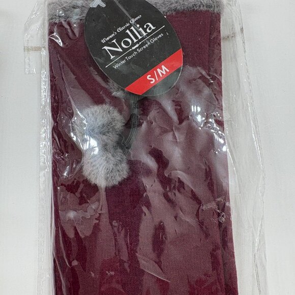 Gloves - Ladies - Maroon/ Cranberry Fleece Gloves - W/ Faux Fur- NWT- Various SZ - Picture 6 of 8
